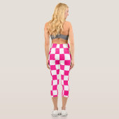 Gekreuzte Quadrate mit weißem, rosa Retro Capri Leggings (Rückseite)