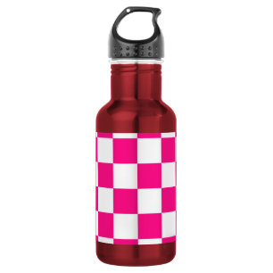 Gekreuzte Quadrate mit weißem, rosa Retro Edelstahlflasche