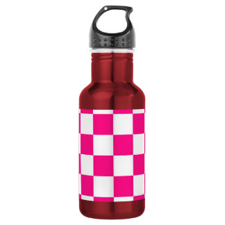 Gekreuzte Quadrate mit weißem, rosa Retro Edelstahlflasche