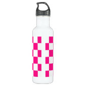 Gekreuzte Quadrate mit weißem, rosa Retro Edelstahlflasche (Rückseite)