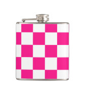 Gekreuzte Quadrate mit weißem, rosa Retro Flachmann (Vorderseite)