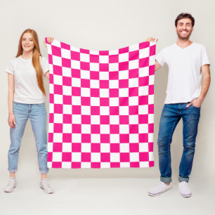 Gekreuzte Quadrate mit weißem, rosa Retro Fleecedecke