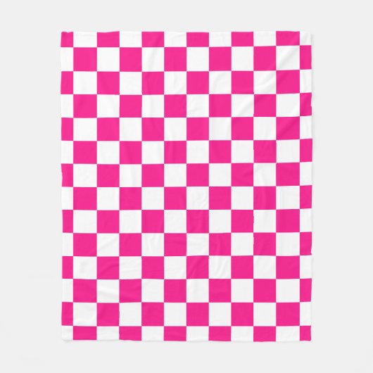 Gekreuzte Quadrate mit weißem, rosa Retro Fleecedecke (Vorderseite)