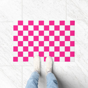 Gekreuzte Quadrate mit weißem, rosa Retro Fußmatte