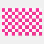 Gekreuzte Quadrate mit weißem, rosa Retro Geschenkpapier Set (Vorderseite 3)