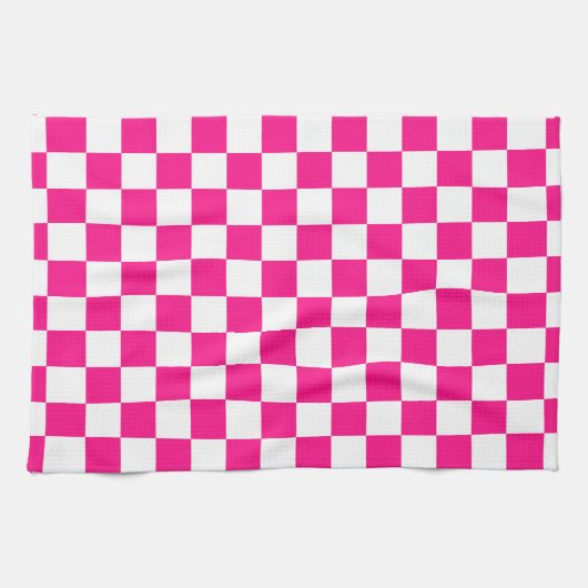 Gekreuzte Quadrate mit weißem, rosa Retro Geschirrtuch (Horizontal)