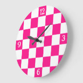 Gekreuzte Quadrate mit weißem, rosa Retro Große Wanduhr (Winkel)