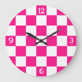 Gekreuzte Quadrate mit weißem, rosa Retro Große Wanduhr (Vorderseite)