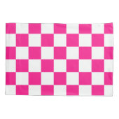 Gekreuzte Quadrate mit weißem, rosa Retro Kissenbezug (Rückseite)