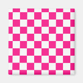 Gekreuzte Quadrate mit weißem, rosa Retro Magnet (Vorne)