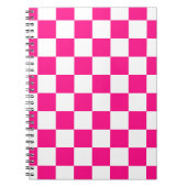 Gekreuzte Quadrate mit weißem, rosa Retro Notizblock (Vorderseite)