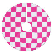 Gekreuzte Quadrate mit weißem, rosa Retro Polyester Weihnachtsbaumdecke (Vorderseite)