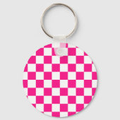 Gekreuzte Quadrate mit weißem, rosa Retro Schlüsselanhänger (Vorderseite)