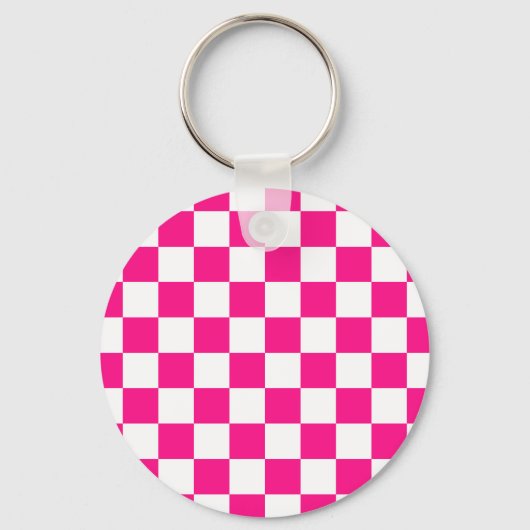 Gekreuzte Quadrate mit weißem, rosa Retro Schlüsselanhänger (Vorderseite)