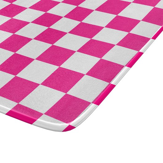 Gekreuzte Quadrate mit weißem, rosa Retro Schneidebrett (Ecke)