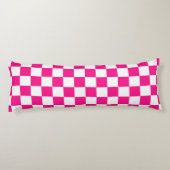 Gekreuzte Quadrate mit weißem, rosa Retro Seitenschläferkissen (Rückseite)