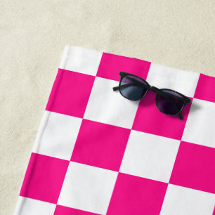 Gekreuzte Quadrate mit weißem, rosa Retro Strandtuch