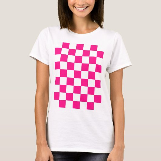 Gekreuzte Quadrate mit weißem, rosa Retro T-Shirt (Vorderseite)