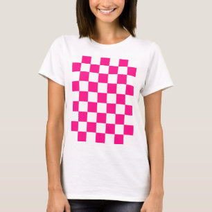 Gekreuzte Quadrate mit weißem, rosa Retro T-Shirt