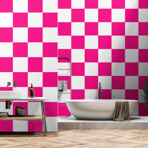Gekreuzte Quadrate mit weißem, rosa Retro Tapete