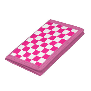 Gekreuzte Quadrate mit weißem, rosa Retro Tri-fold Geldbeutel