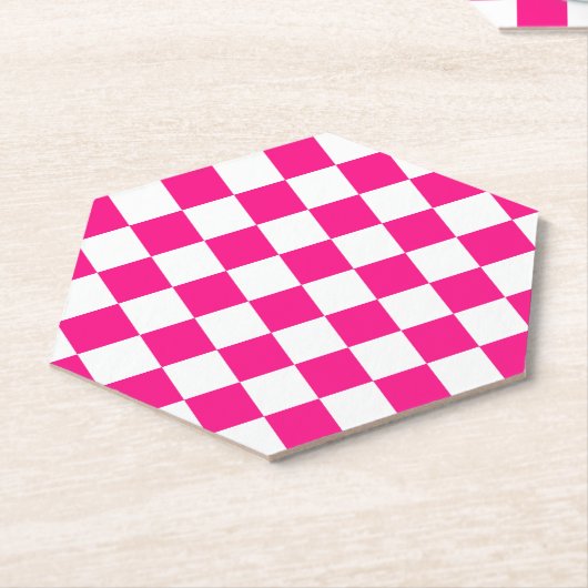 Gekreuzte Quadrate mit weißem, rosa Retro Untersetzer (angewinkelt)
