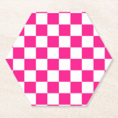 Gekreuzte Quadrate mit weißem, rosa Retro Untersetzer (Vorderseite)