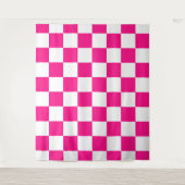 Gekreuzte Quadrate mit weißem, rosa Retro Wandteppich (Vorderseite)