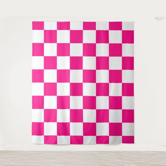 Gekreuzte Quadrate mit weißem, rosa Retro Wandteppich (Vorderseite)