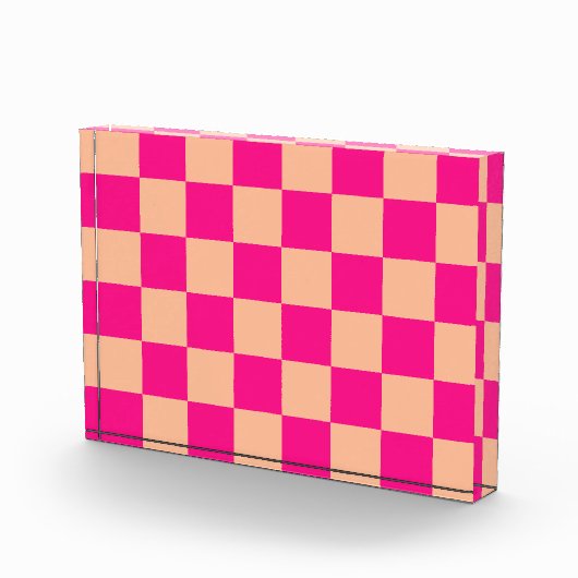 Gekreuzte Quadrate pfirsichfarbenes geometrisches Fotoblock (Rechts)