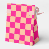 Gekreuzte Quadrate pfirsichfarbenes geometrisches  Geschenkschachtel (Rückseite)