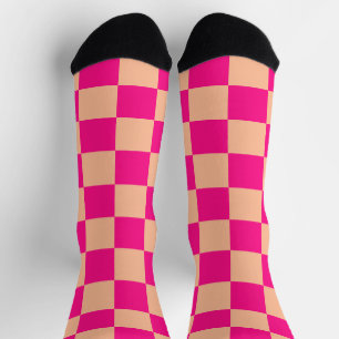 Gekreuzte Quadrate pfirsichfarbenes geometrisches Socken