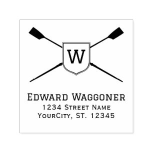 Gekreuzte Ruderschaufeln Monogramm Name Rücksendea Permastempel
