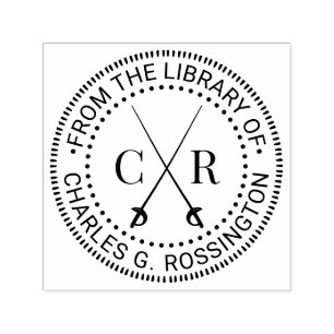 Gekreuzte Schwerter Anfangsmonogramm Bibliotheksbu Permastempel