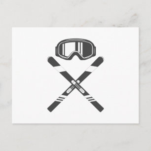 Gekreuzte Skier Postkarte