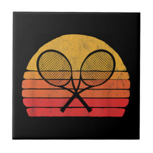 Gekreuzte Tennis-Schläger Retro 80er Sonne Vintage Fliese