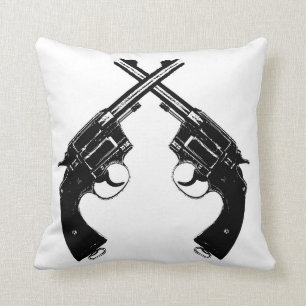 Gekreuzte Vintage Gewehre //der antiken Revolver Kissen