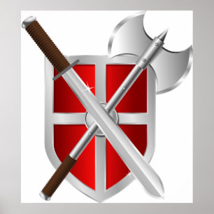 Gekreuzte Waffen auf Schild