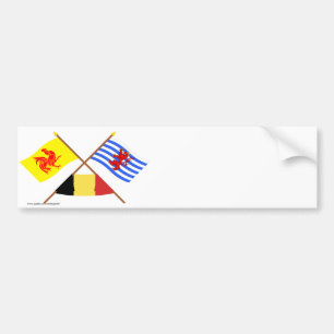 Gekreuzte Wallone- u. Luxemburg-Flaggen w Belgien Autoaufkleber