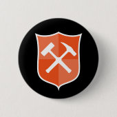 Gekreuzter Fels Hammer Schild Button (Vorderseite)