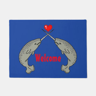 Gekreuztes Horn Narwhal Willkommen Fußmatte