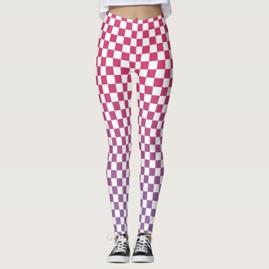 Gekreuztes rosa bis Lila Farbmuster Leggings (Vorderseite)
