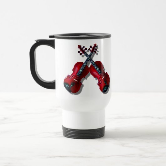 GEKREUZTES ROTES VIOLINS-MUG REISEBECHER (Links)