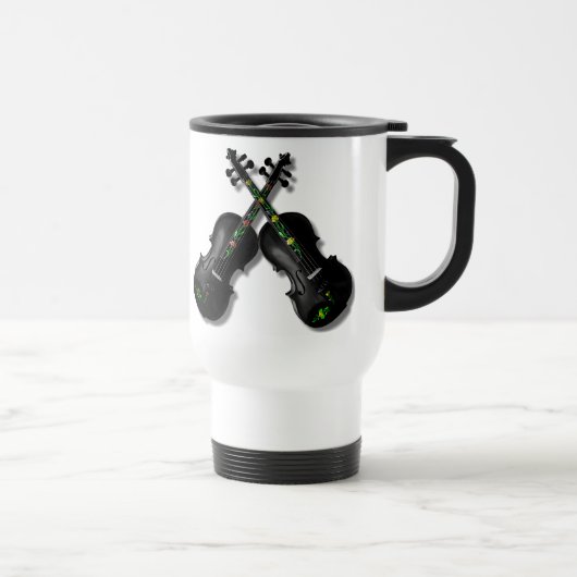 GEKREUZTES SCHWARZES VIOLINS-MUG REISEBECHER (Rechts)
