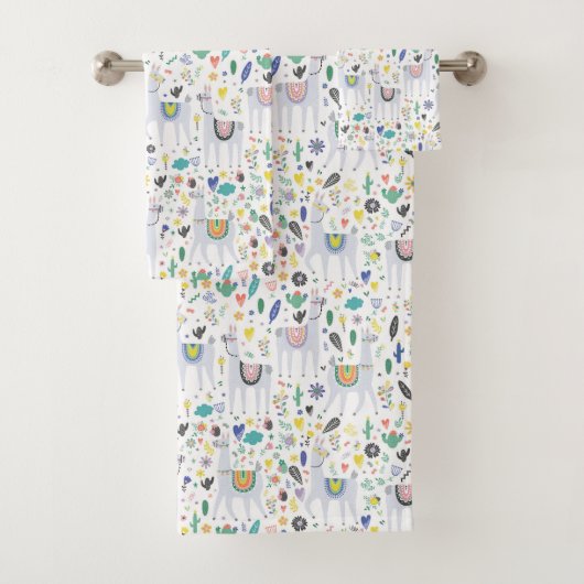 Gekritzel-Alpaka-Muster Badhandtuch Set (Insitu)