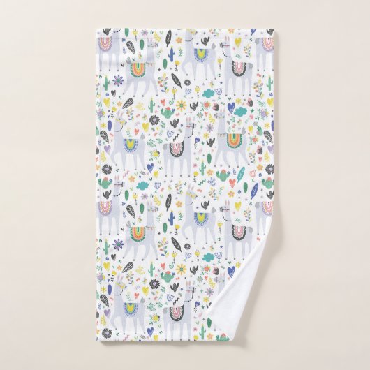 Gekritzel-Alpaka-Muster Badhandtuch Set (Handtuch)