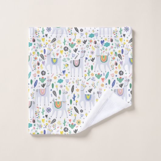 Gekritzel-Alpaka-Muster Badhandtuch Set (Waschlappen)