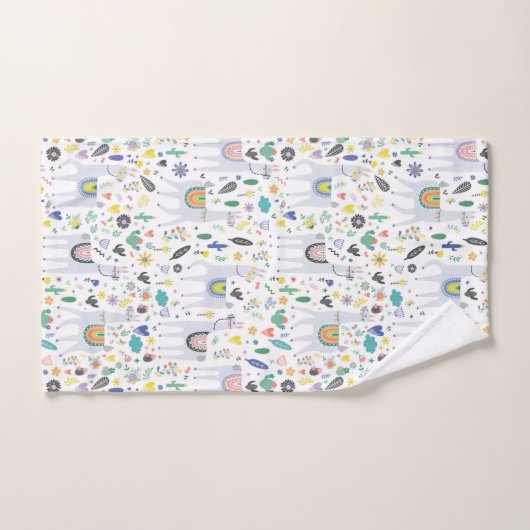 Gekritzel-Alpaka-Muster Badhandtuch Set (Handtuch)