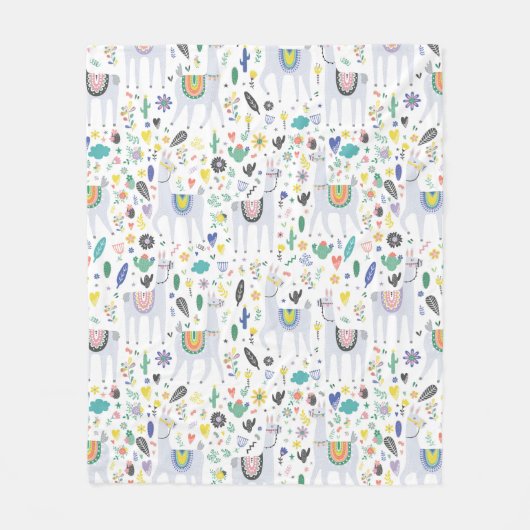 Gekritzel-Alpaka-Muster Fleecedecke (Vorderseite)