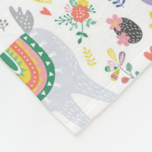 Gekritzel-Alpaka-Muster Fleecedecke (Ecke)